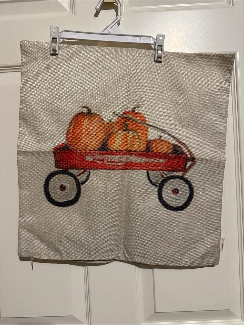 Neutral Pumpkin Wagon Throw Pillow Cover